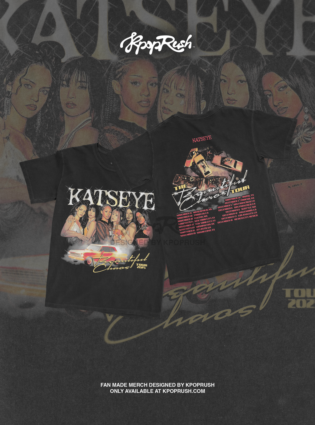 KATSEYE Beautiful Chaos Tour Vintage T Shirt