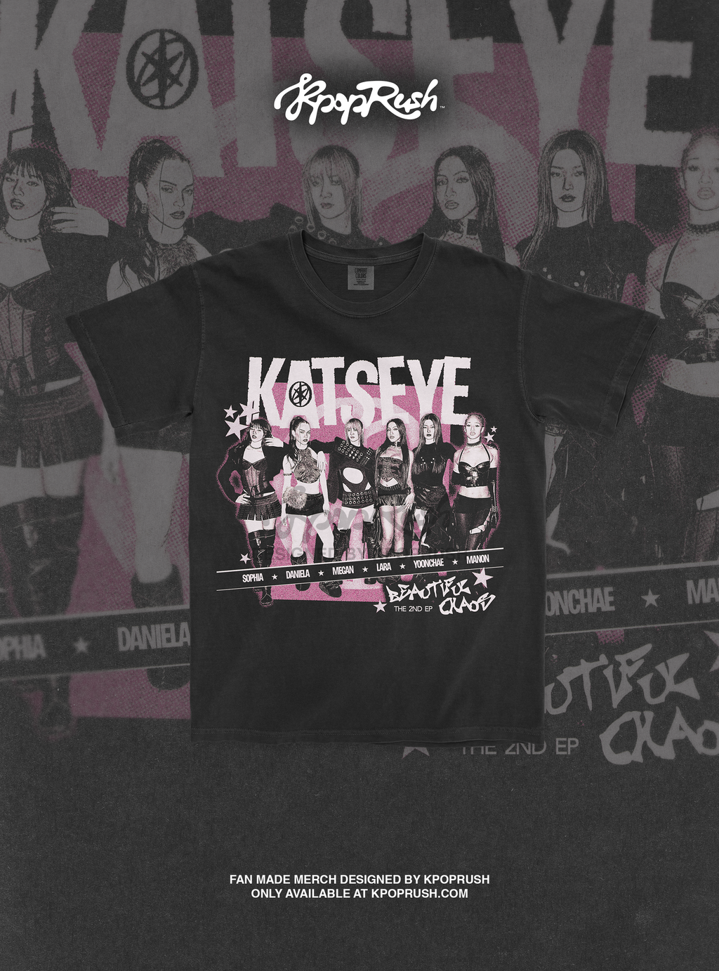 KATSEYE Beautiful Chaos Tour Vintage Rock T Shirt