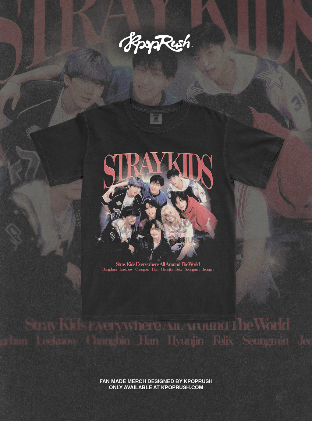 STRAY KIDS 90s Vintage Graphic T Shirt